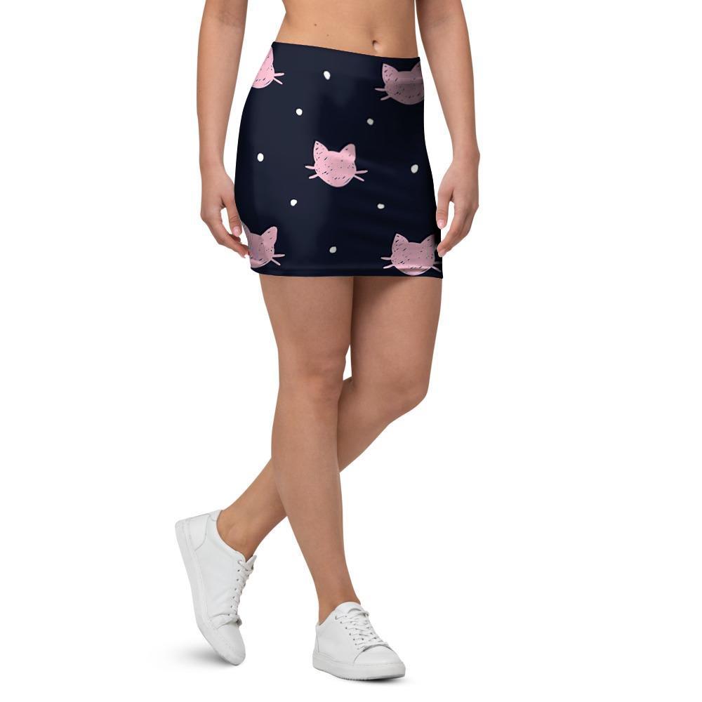 Cute Cat Polka Dot Print Mini Skirt-grizzshop