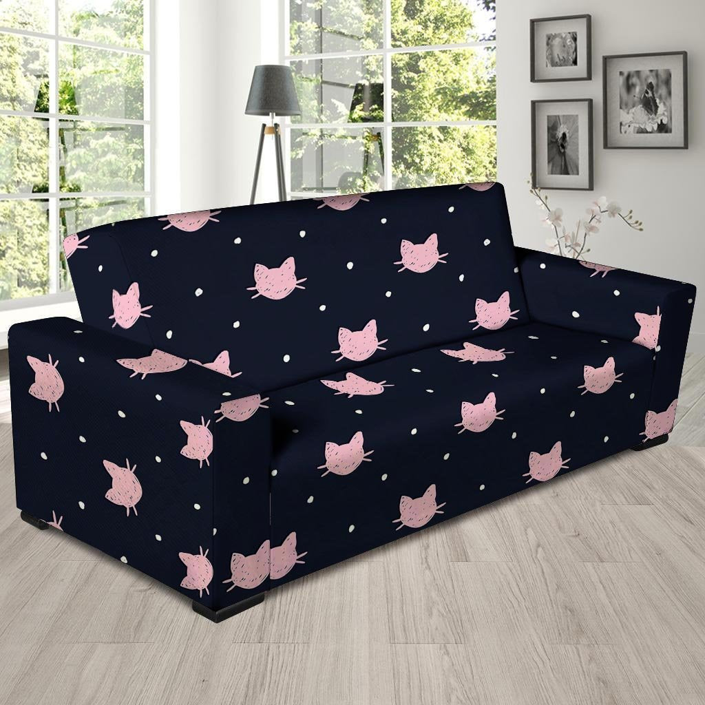 Cute Cat Polka Dot Print Sofa Cover-grizzshop