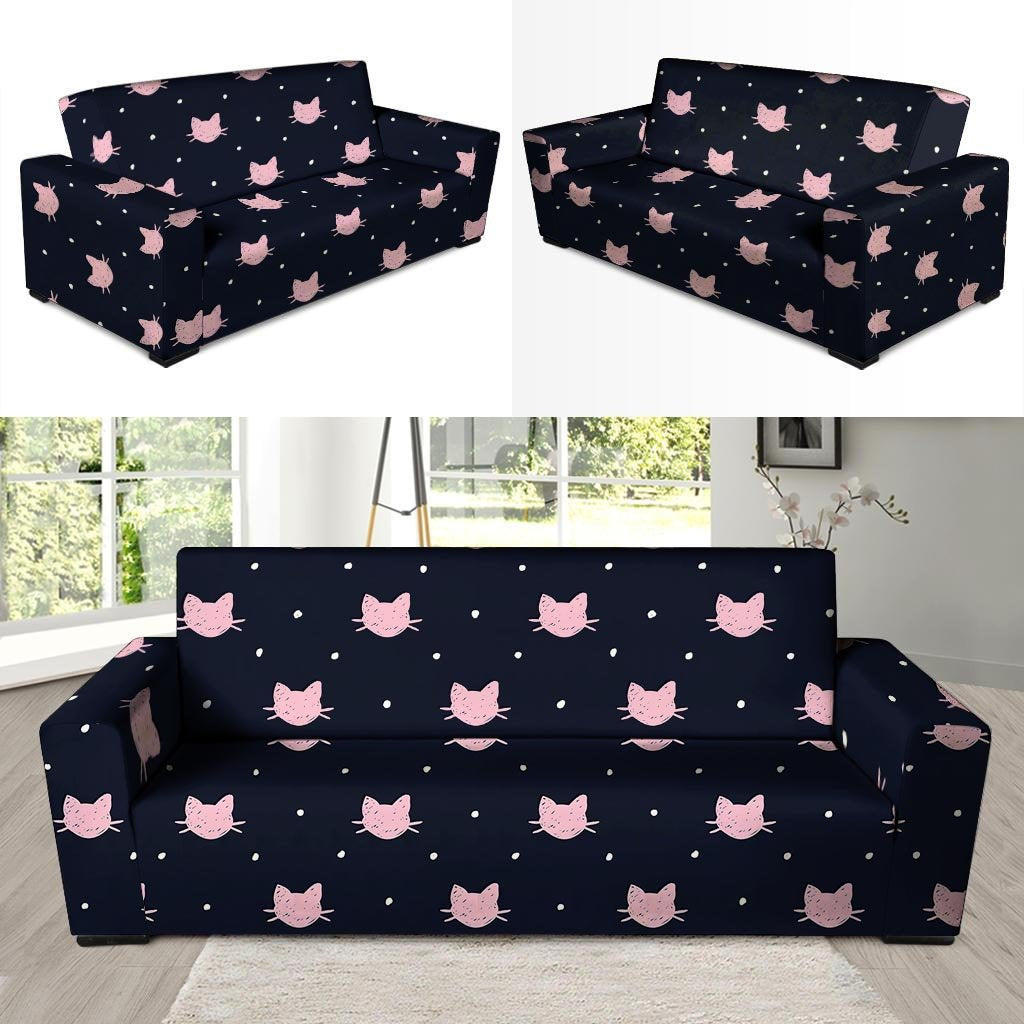 Cute Cat Polka Dot Print Sofa Cover-grizzshop