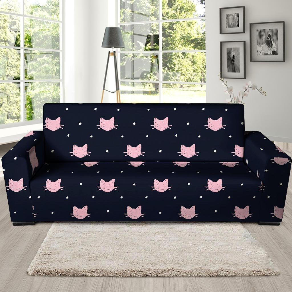 Cute Cat Polka Dot Print Sofa Cover-grizzshop