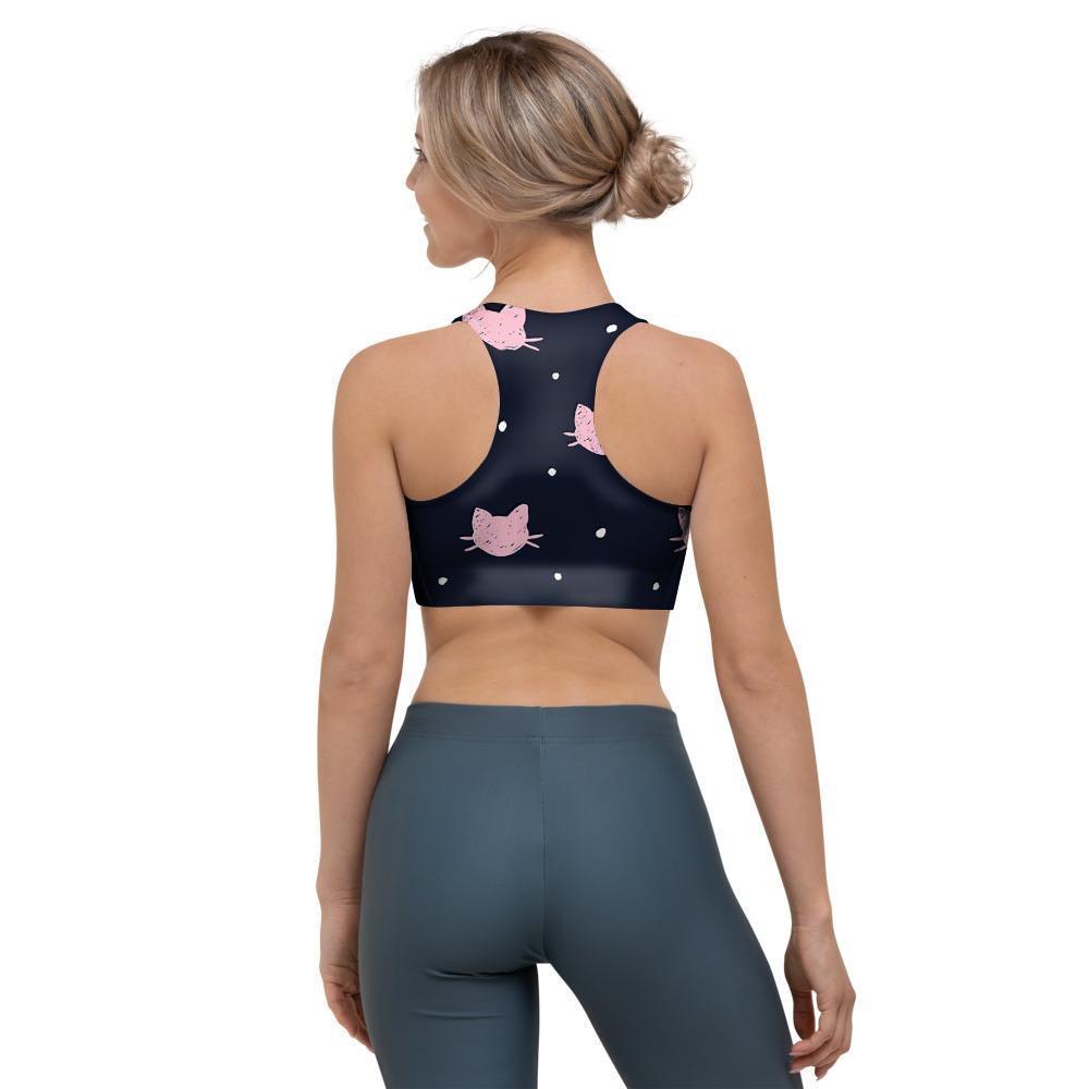 Cute Cat Polka Dot Print Sports Bra-grizzshop