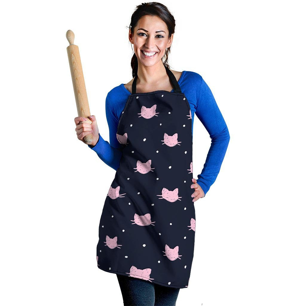 Cute Cat Polka Dot Print Women's Apron-grizzshop