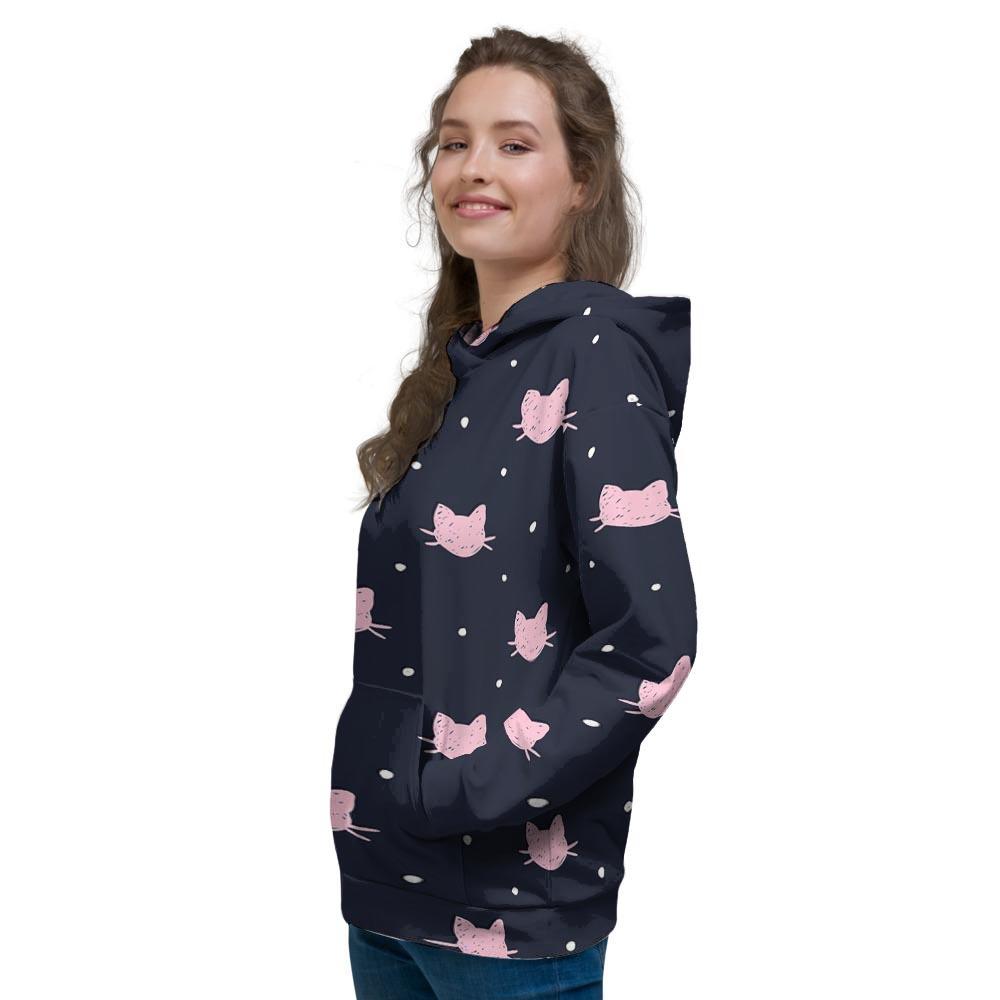 Cute Cat Polka Dot Print Women's Hoodie-grizzshop