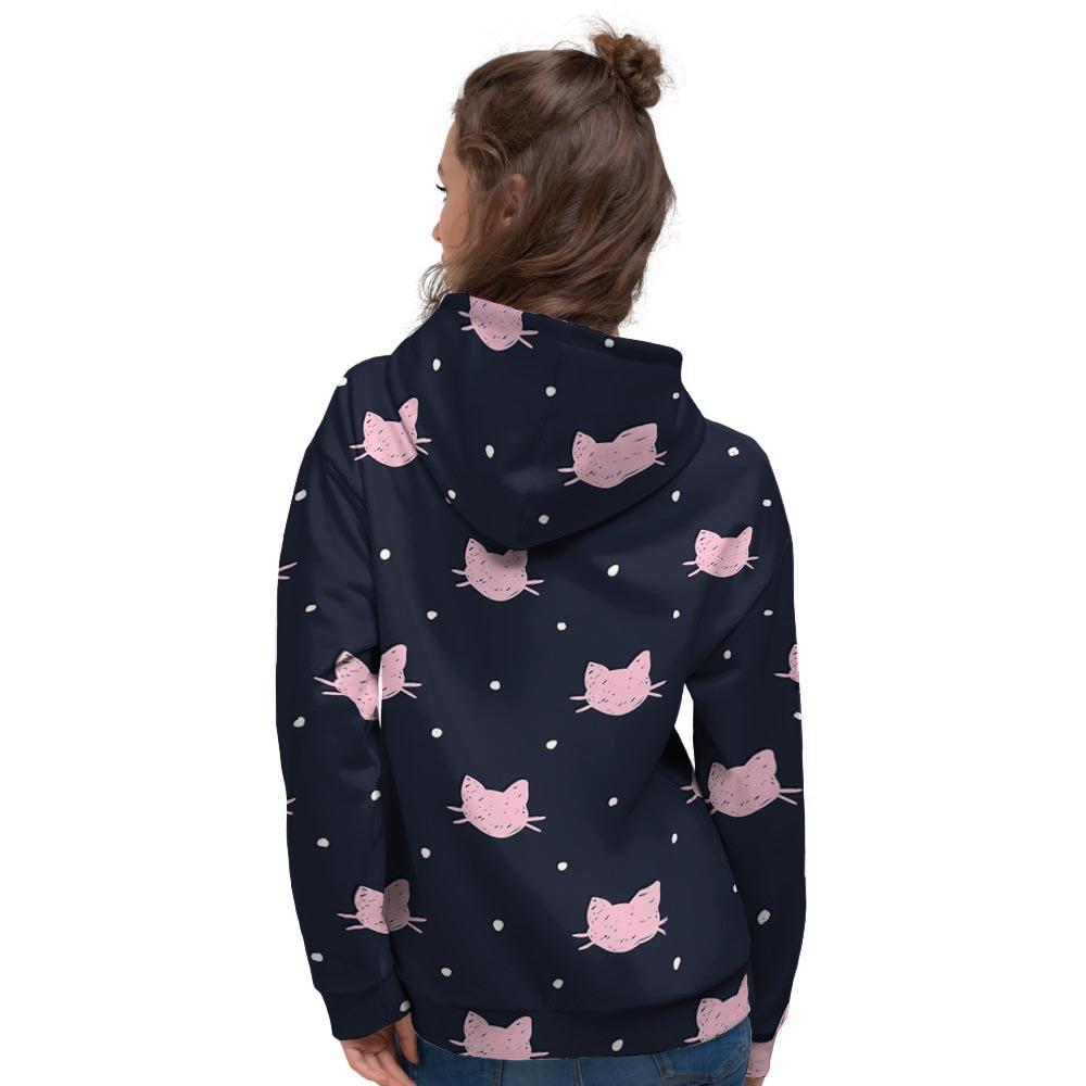 Cute Cat Polka Dot Print Women's Hoodie-grizzshop