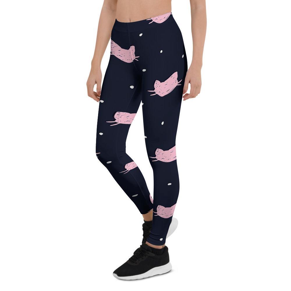 Cute Cat Polka Dot Print Women's Leggings-grizzshop