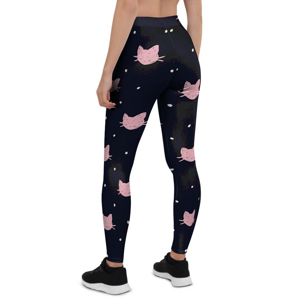 Cute Cat Polka Dot Print Women's Leggings-grizzshop