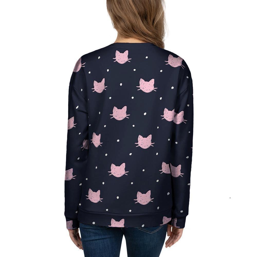 Cute Cat Polka Dot Print Women's Sweatshirt-grizzshop