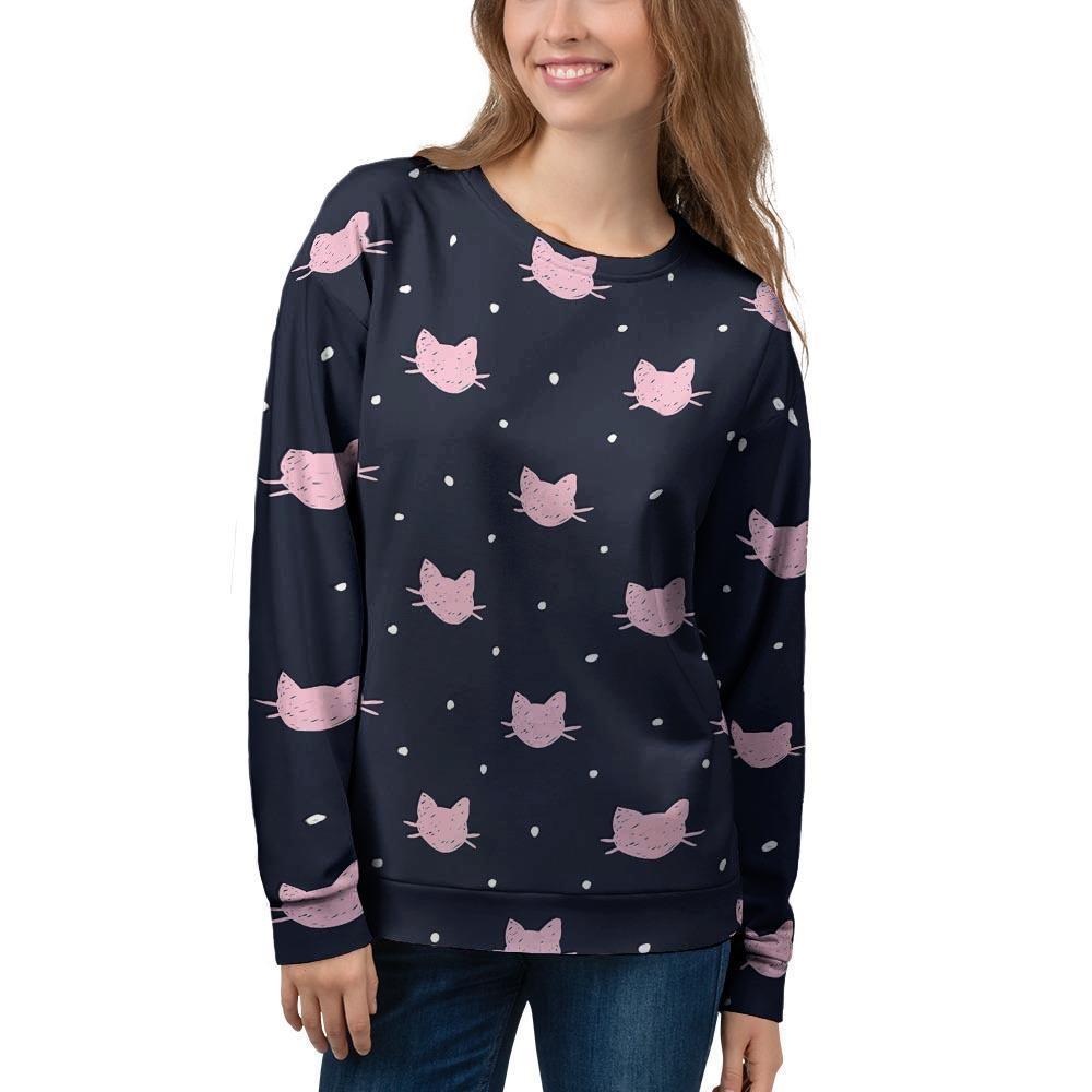 Cute Cat Polka Dot Print Women's Sweatshirt-grizzshop