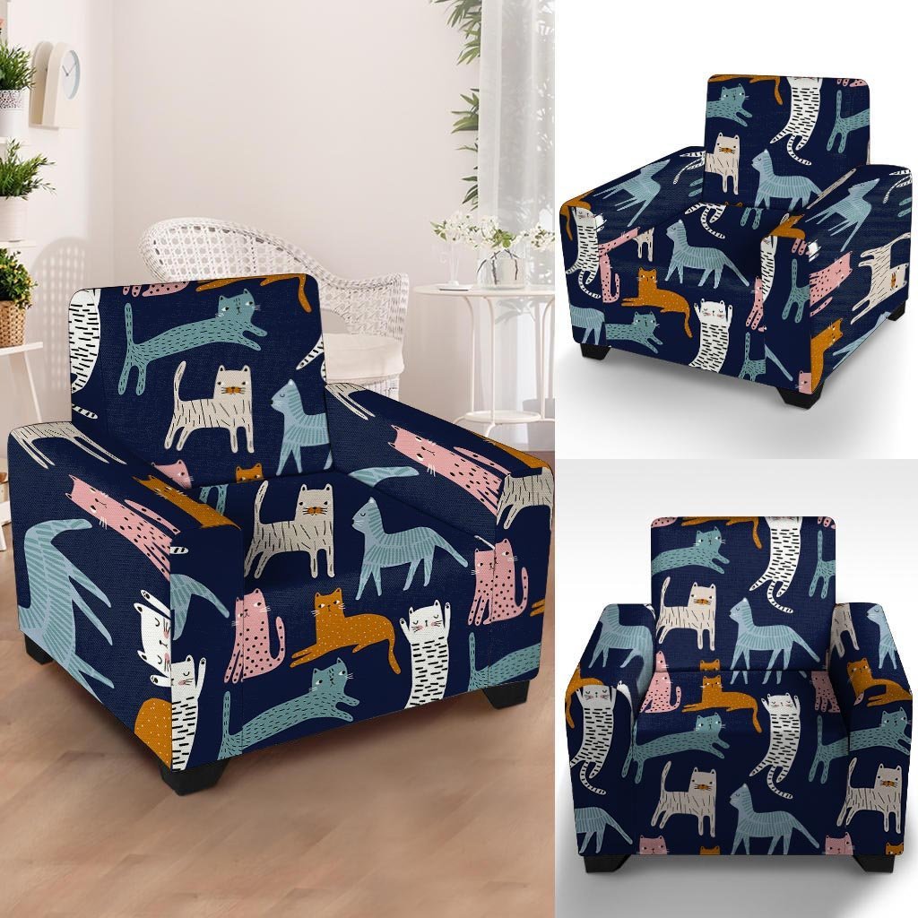 Cute Cat Style Print Armchair Cover-grizzshop