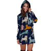 Cute Cat Style Print Hoodie Dress-grizzshop