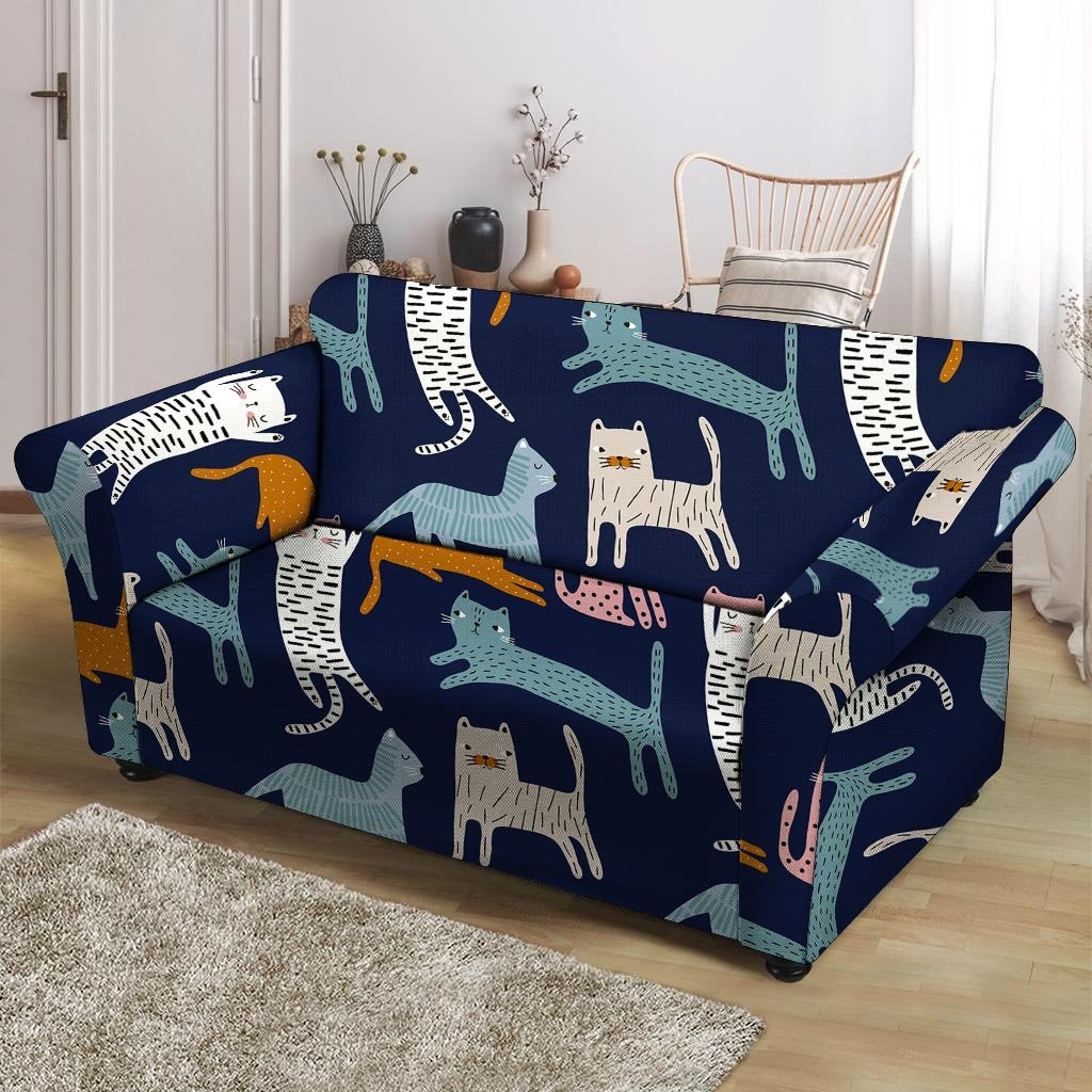 Cute Cat Style Print Loveseat Cover-grizzshop