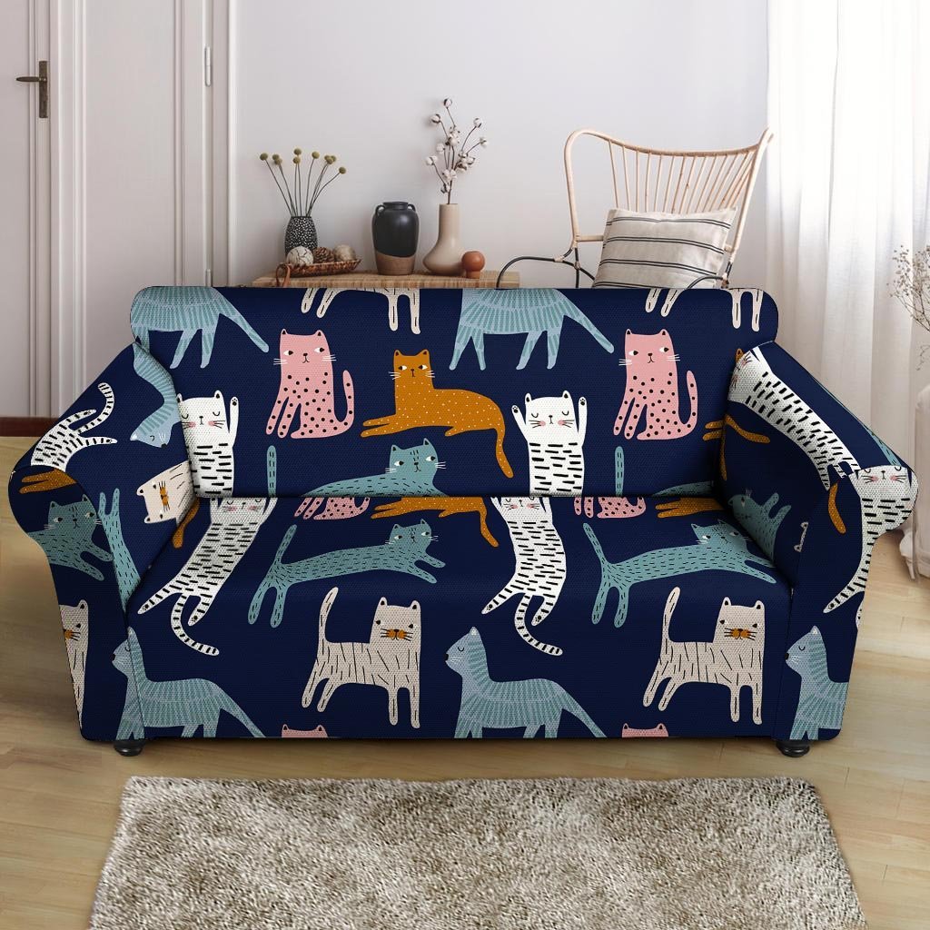 Cute Cat Style Print Loveseat Cover-grizzshop