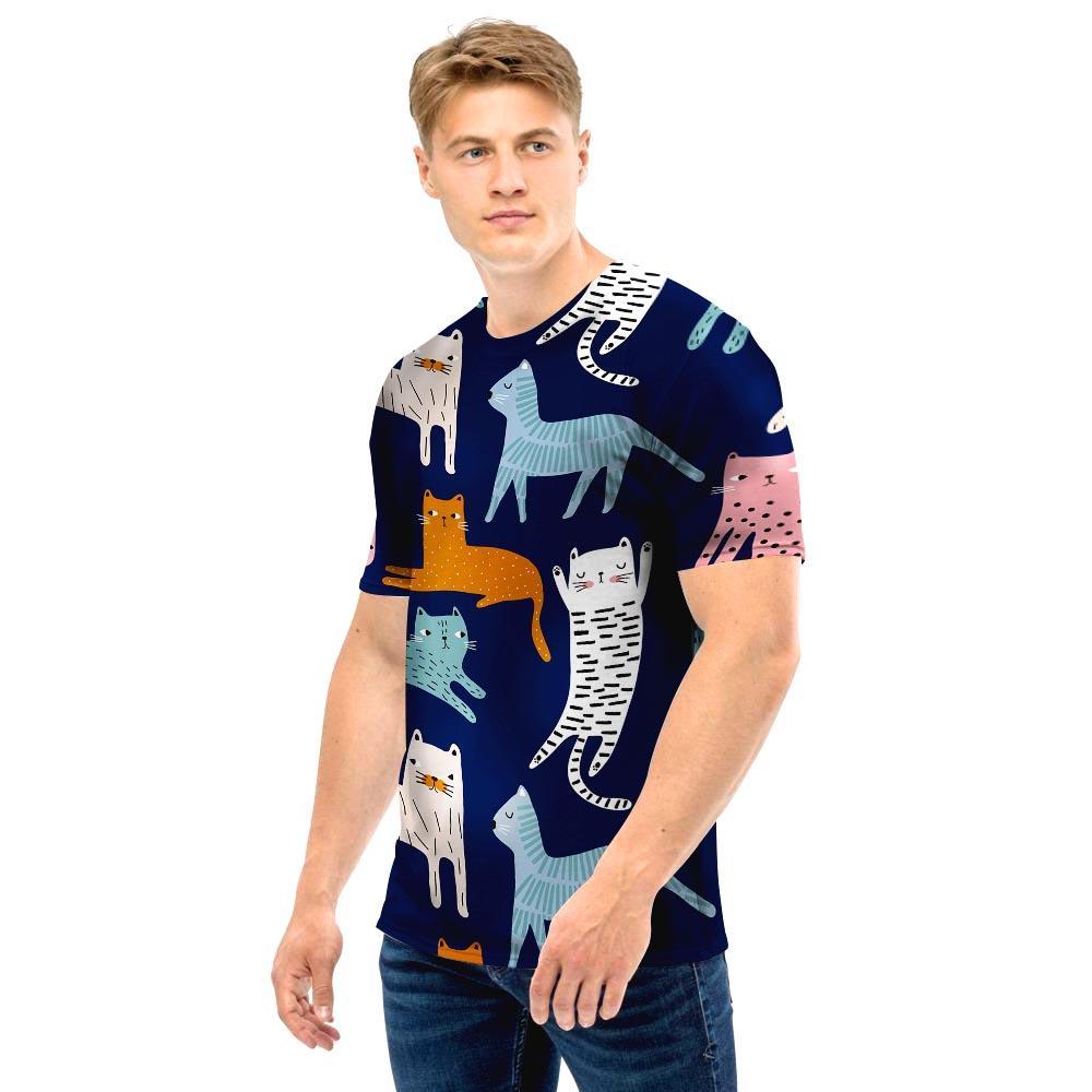 Cute Cat Style Print Men T Shirt-grizzshop