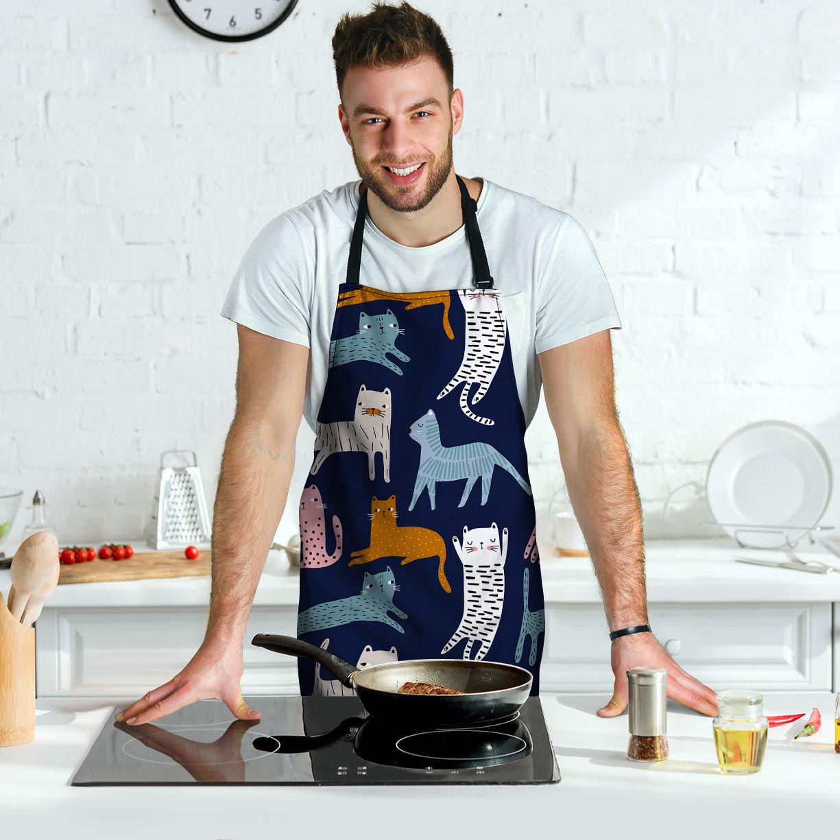 Cute Cat Style Print Men's Apron-grizzshop