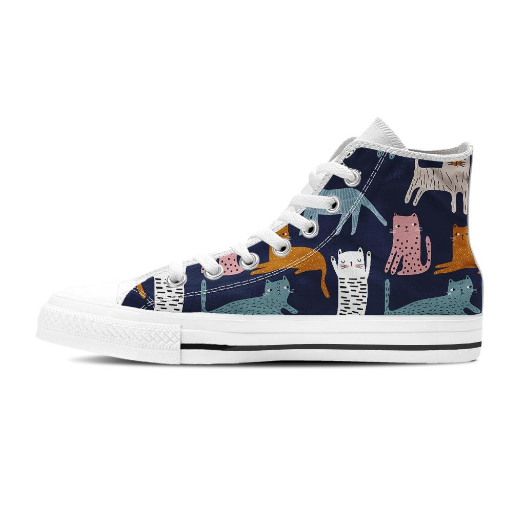 Cute Cat Style Print Men's High Top Shoes-grizzshop