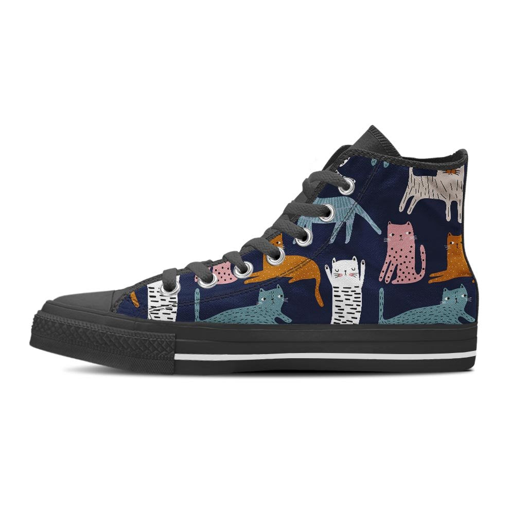 Cute Cat Style Print Men's High Top Shoes-grizzshop