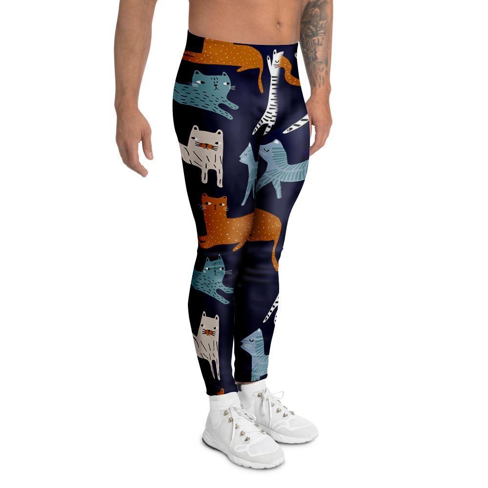 Cute Cat Style Print Men's Leggings-grizzshop