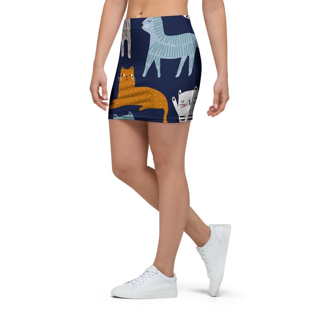 Cute Cat Style Print Mini Skirt-grizzshop