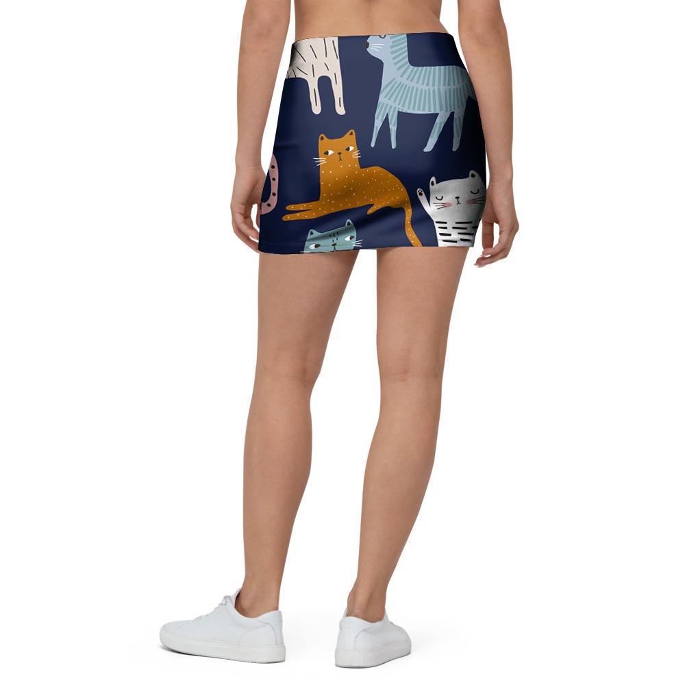 Cute Cat Style Print Mini Skirt-grizzshop