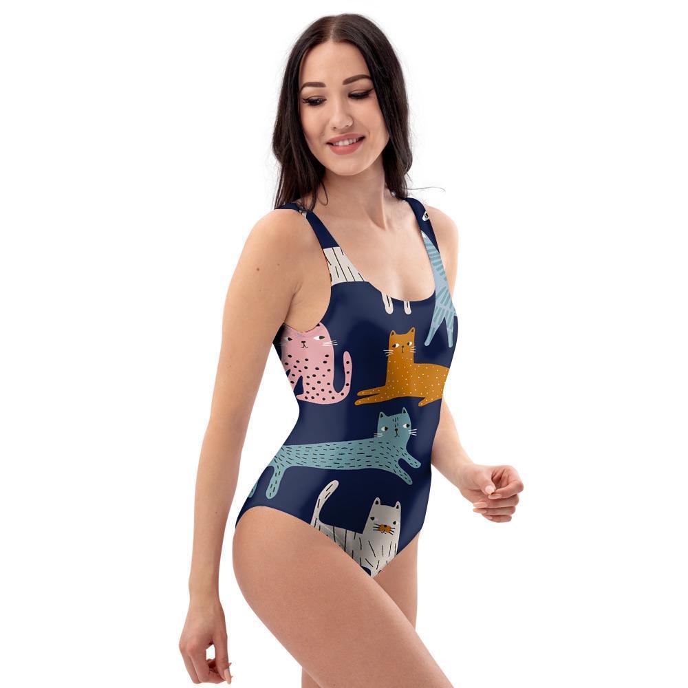 Cute Cat Style Print One Piece Swimsuite-grizzshop