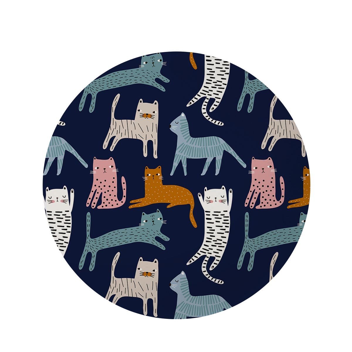 Cute Cat Style Print Round Rug-grizzshop