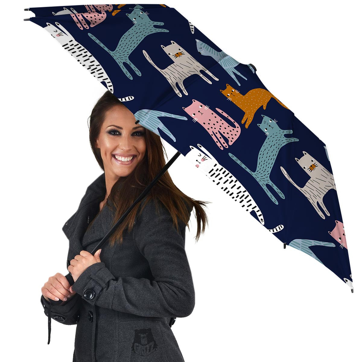 Cute Cat Style Print Umbrella-grizzshop