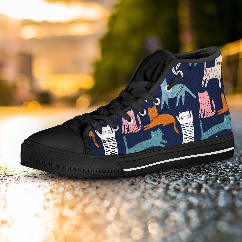 Cute Cat Style Print Women's High Top Shoes-grizzshop