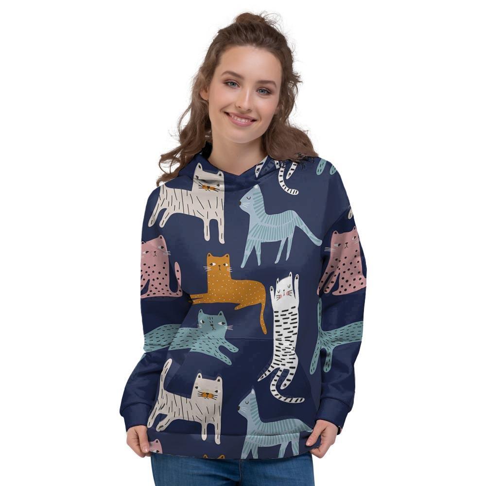 Cute Cat Style Print Women's Hoodie-grizzshop