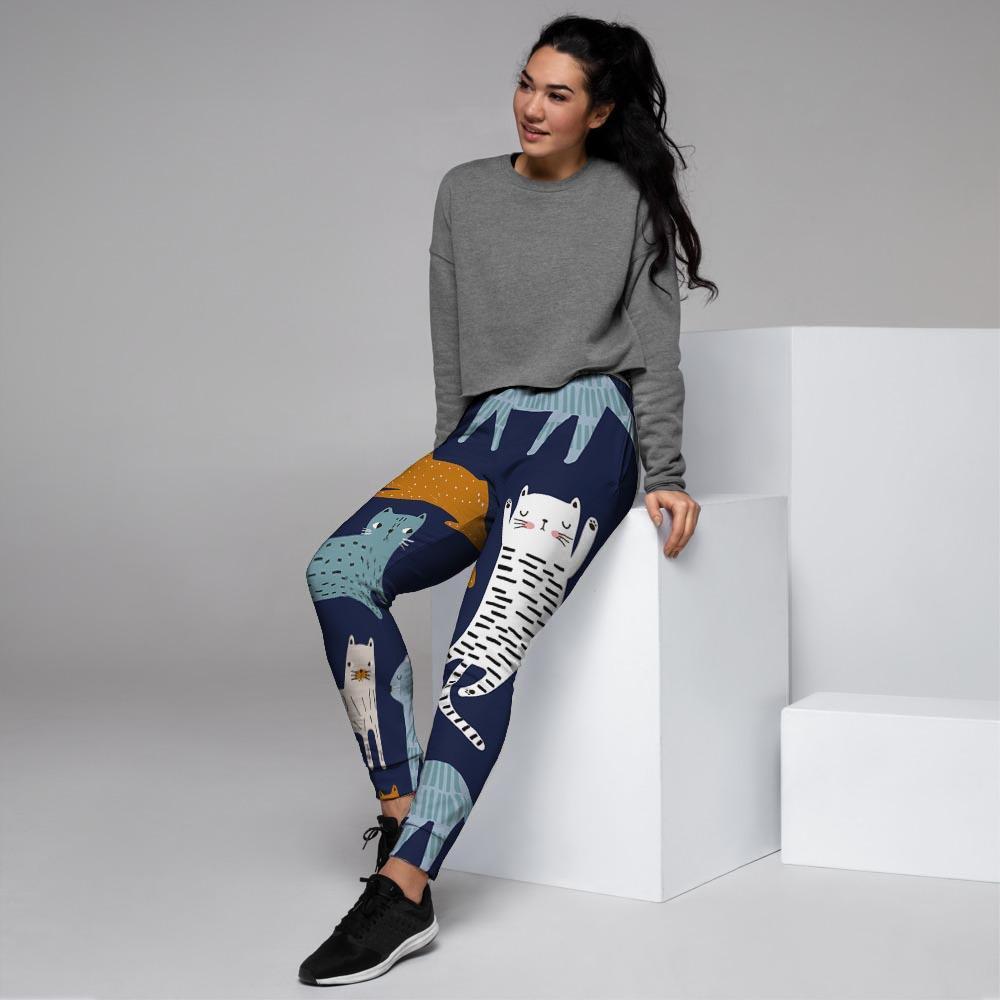 Cute Cat Style Print Women's Joggers-grizzshop