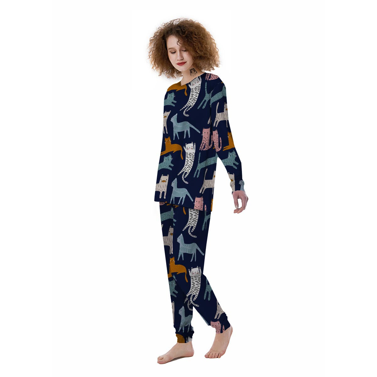 Cute Cat Style Print Women's Pajamas-grizzshop