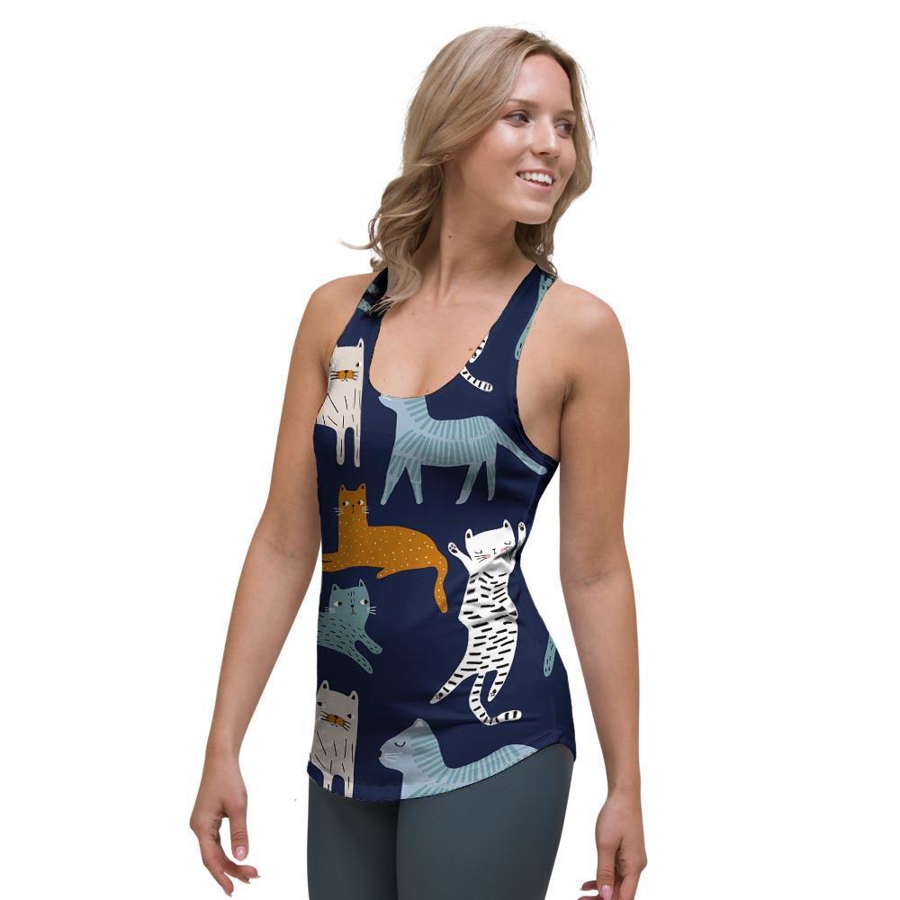 Cute Cat Style Print Women's Racerback Tank Top-grizzshop