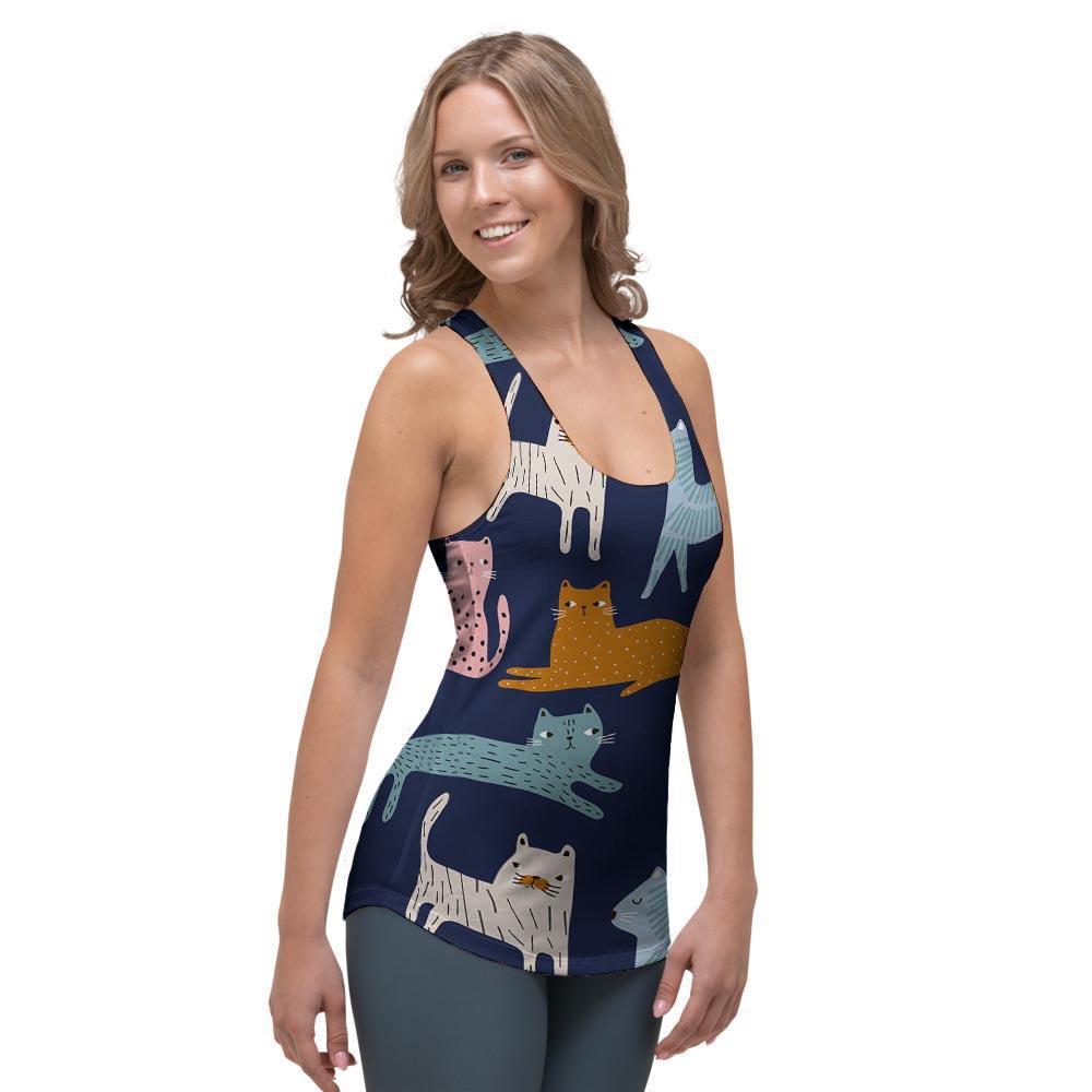 Cute Cat Style Print Women's Racerback Tank Top-grizzshop