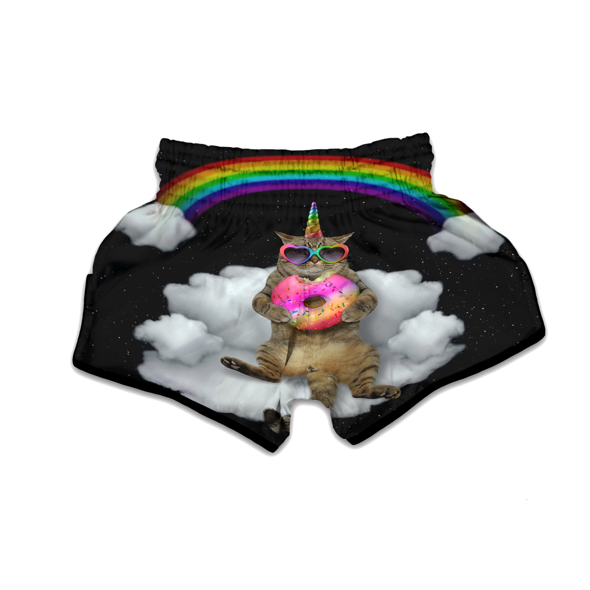 Cute Cat Unicorn Print Muay Thai Boxing Shorts-grizzshop