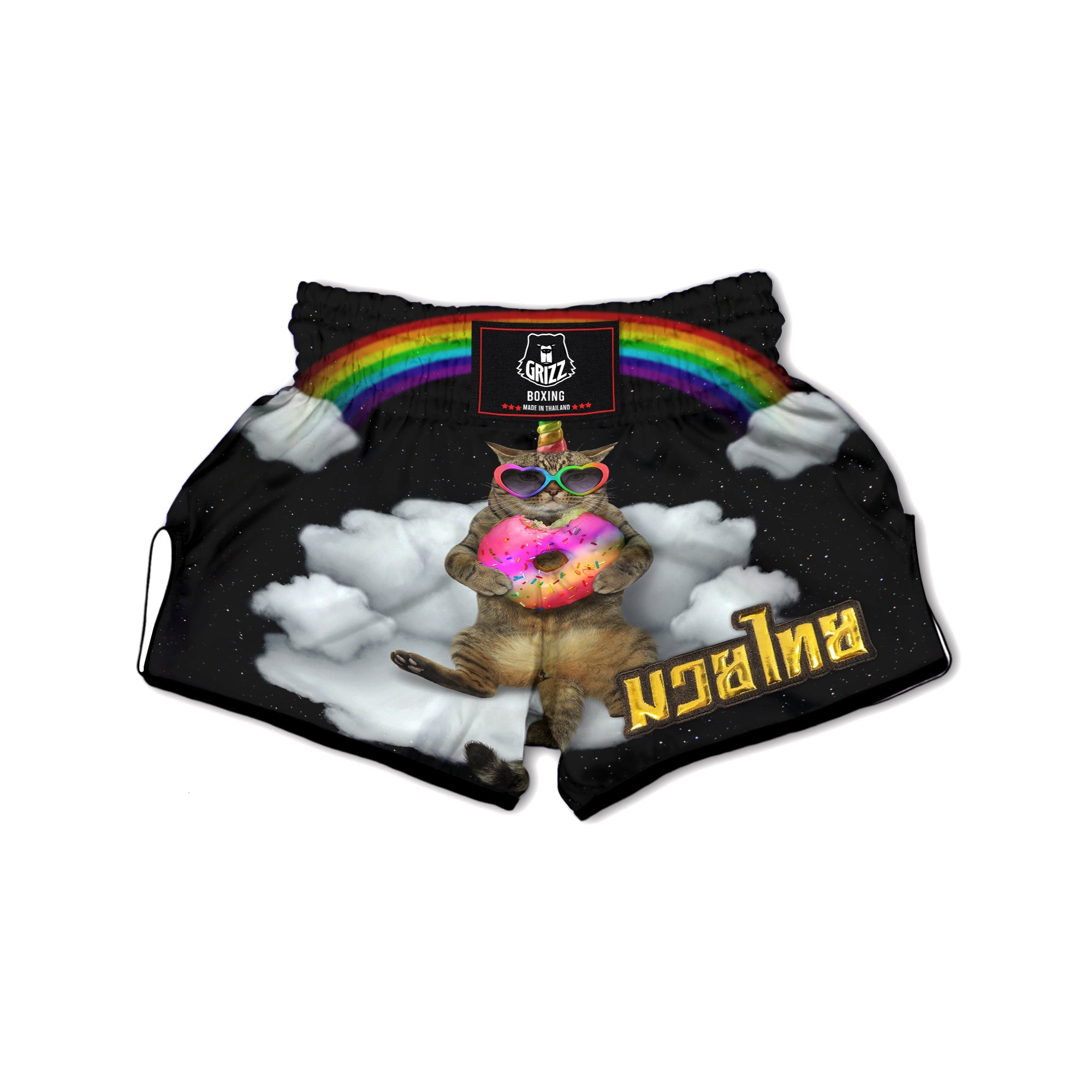 Cute Cat Unicorn Print Muay Thai Boxing Shorts-grizzshop