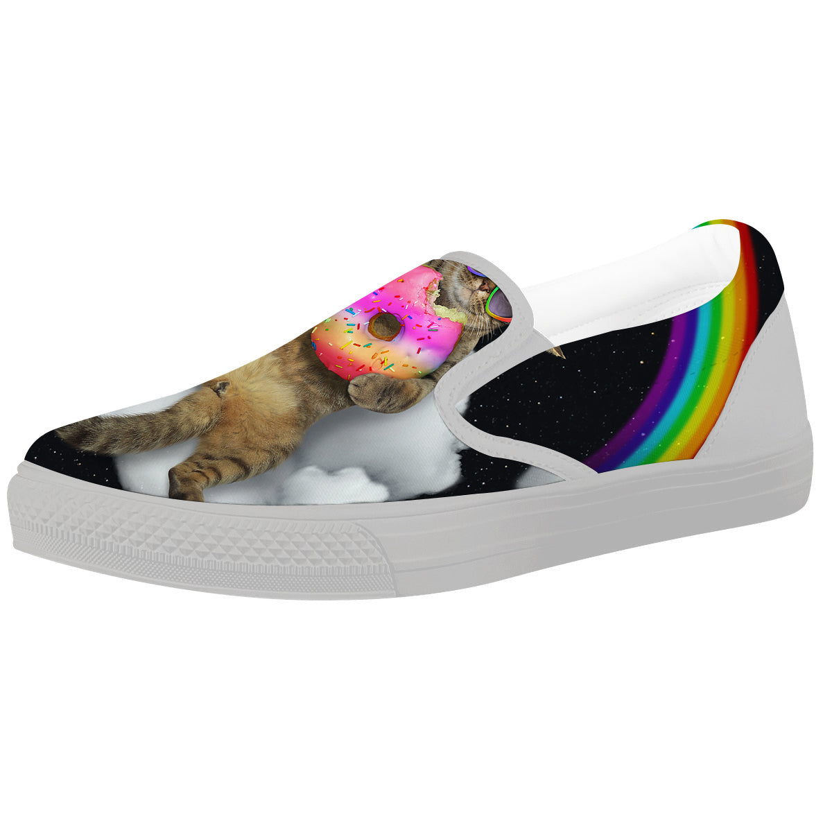 Cute Cat Unicorn Print White Slip On Shoes-grizzshop