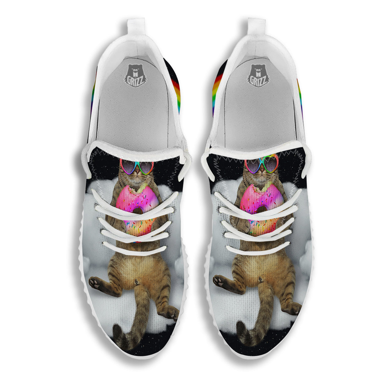 Cute Cat Unicorn Print White Walking Shoes-grizzshop