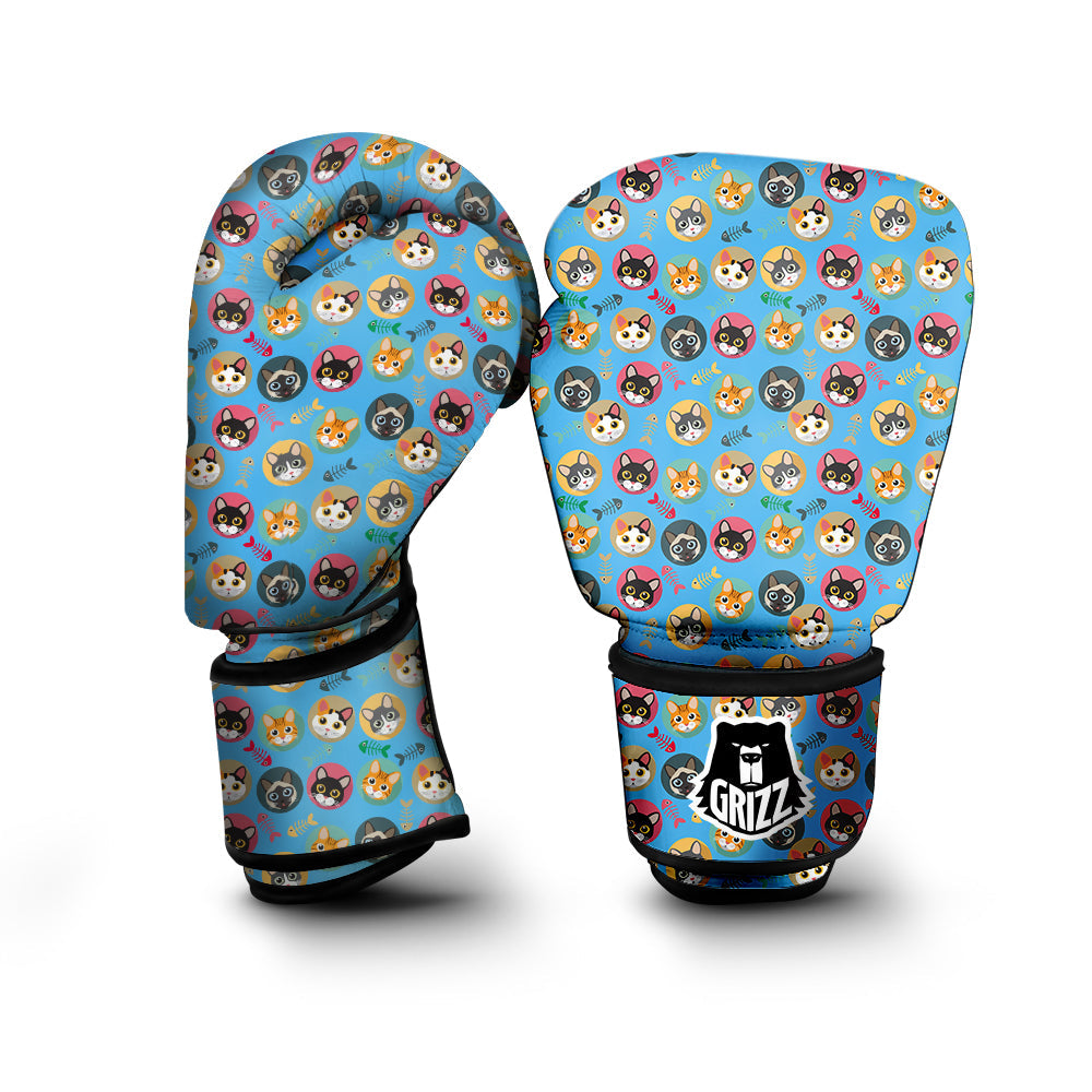 Cute Cats And Fishbone Colorful Print Pattern Boxing Gloves-grizzshop