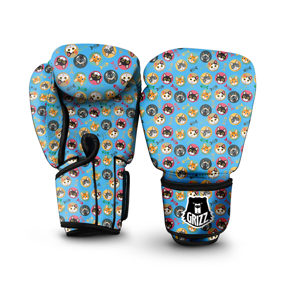 Cute Cats And Fishbone Colorful Print Pattern Boxing Gloves-grizzshop