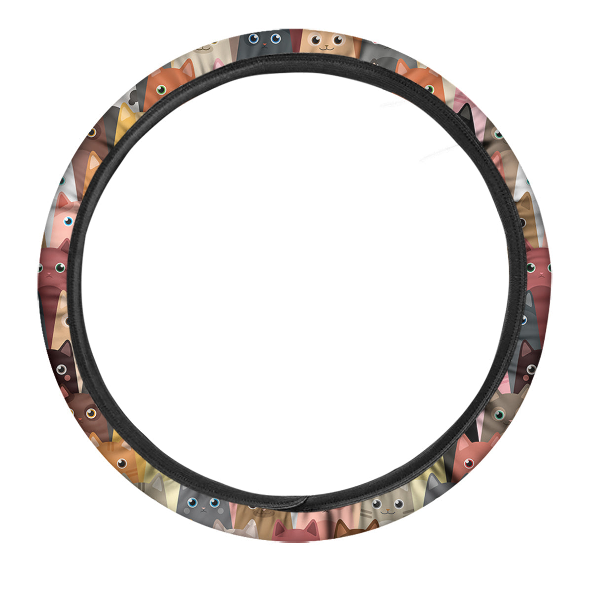 Cute Cats Cartoon Colorful Print Pattern Car Steering Wheel Cover-grizzshop