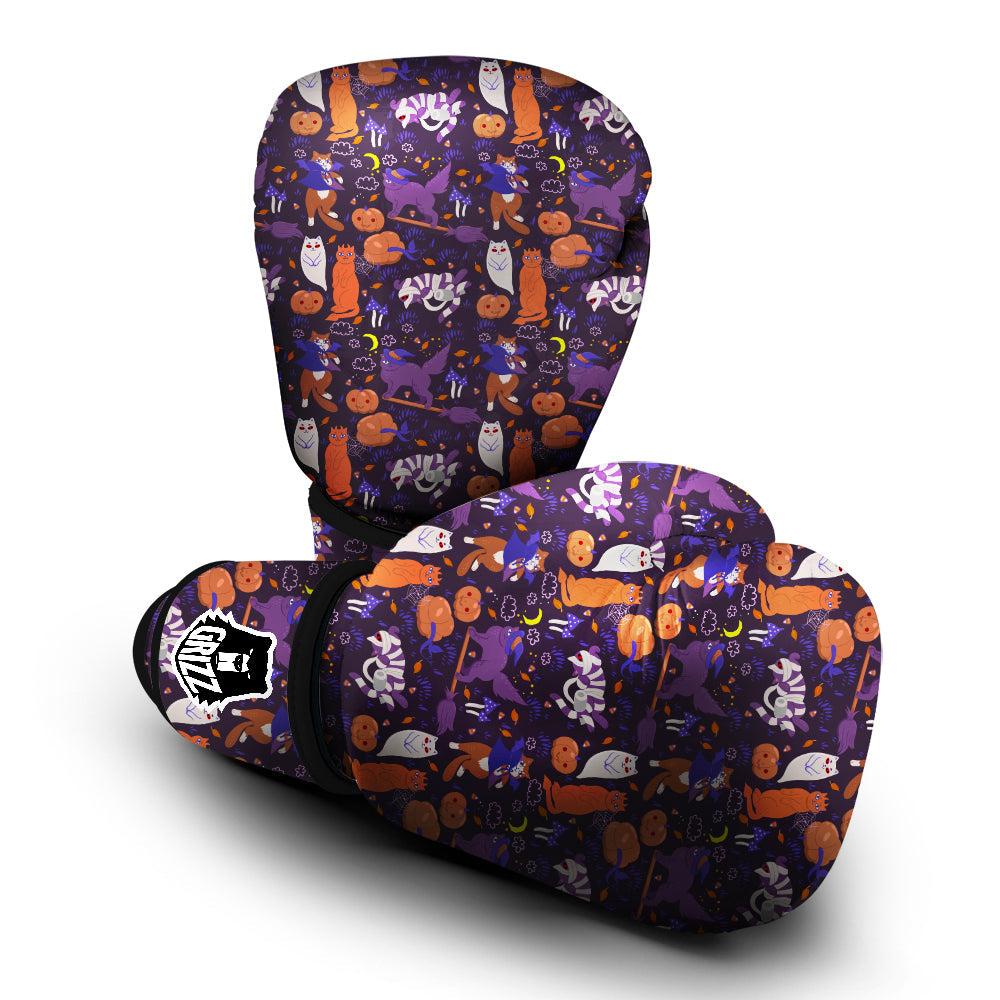 Cute Cats Halloween Print Pattern Boxing Gloves-grizzshop
