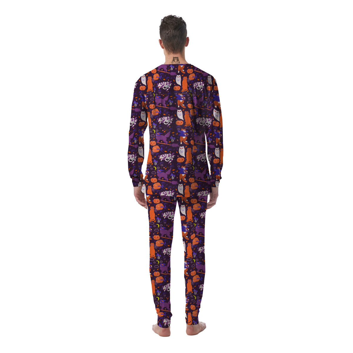 Cute Cats Halloween Print Pattern Men's Pajamas-grizzshop