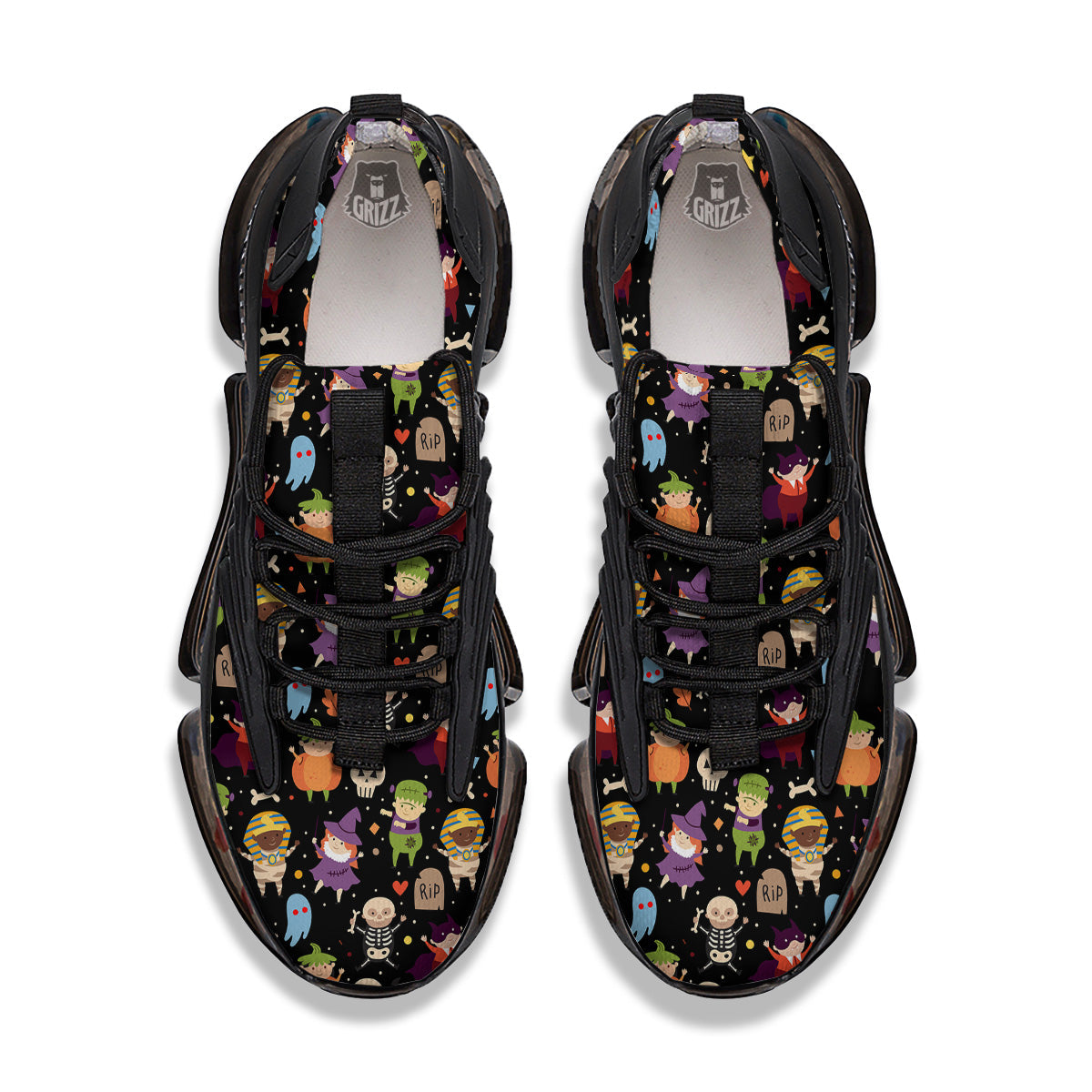 Cute Children Halloween Print Pattern Black Gym Shoes-grizzshop