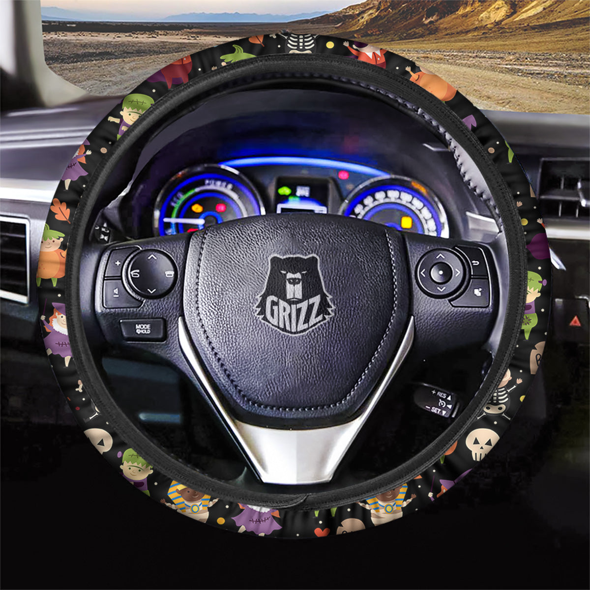 Cute Children Halloween Print Pattern Car Steering Wheel Cover-grizzshop