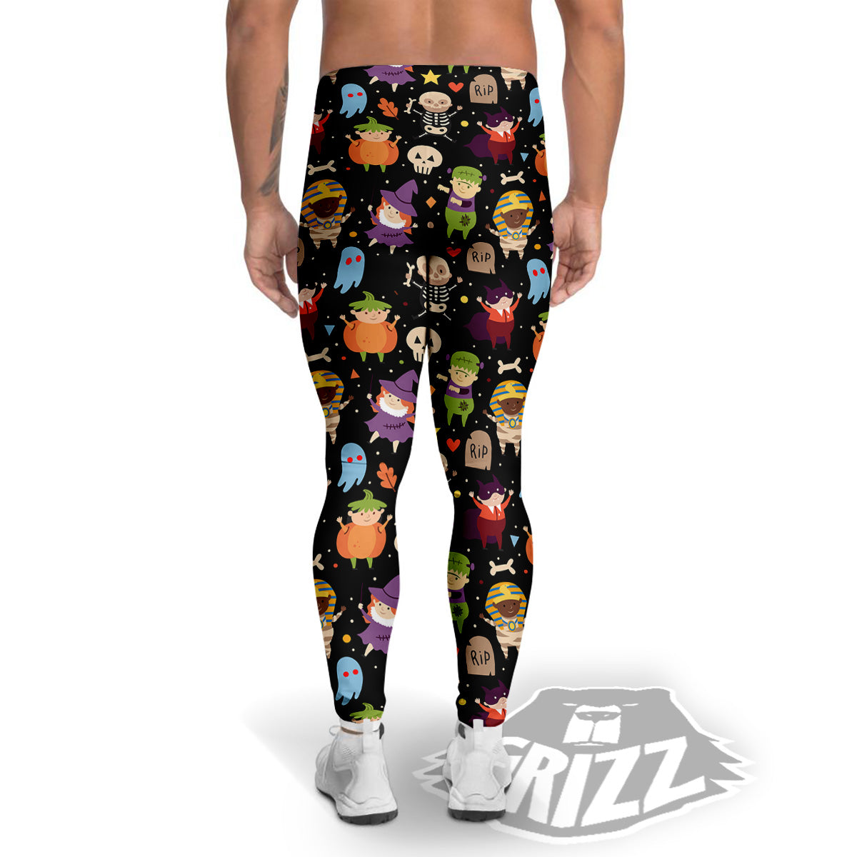 Cute Children Halloween Print Pattern Men's Leggings-grizzshop