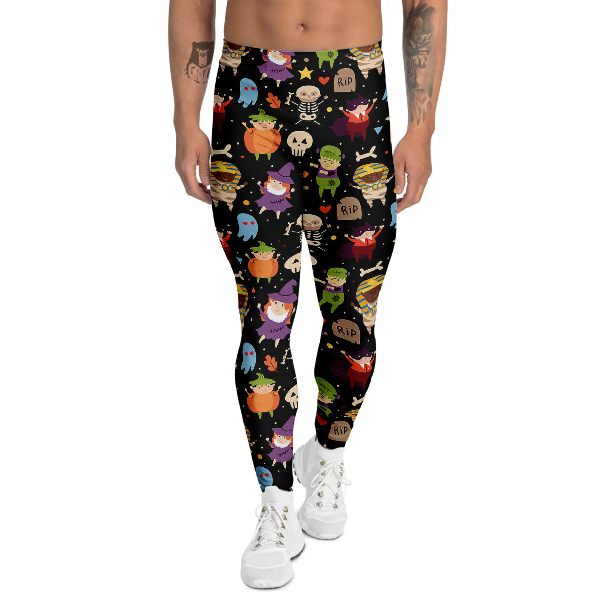 Cute Children Halloween Print Pattern Men's Leggings-grizzshop