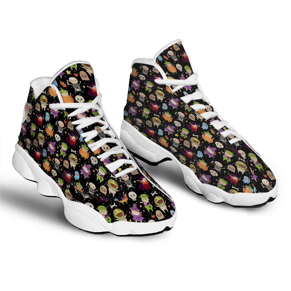 Cute Children Halloween Print Pattern White Basketball Shoes-grizzshop