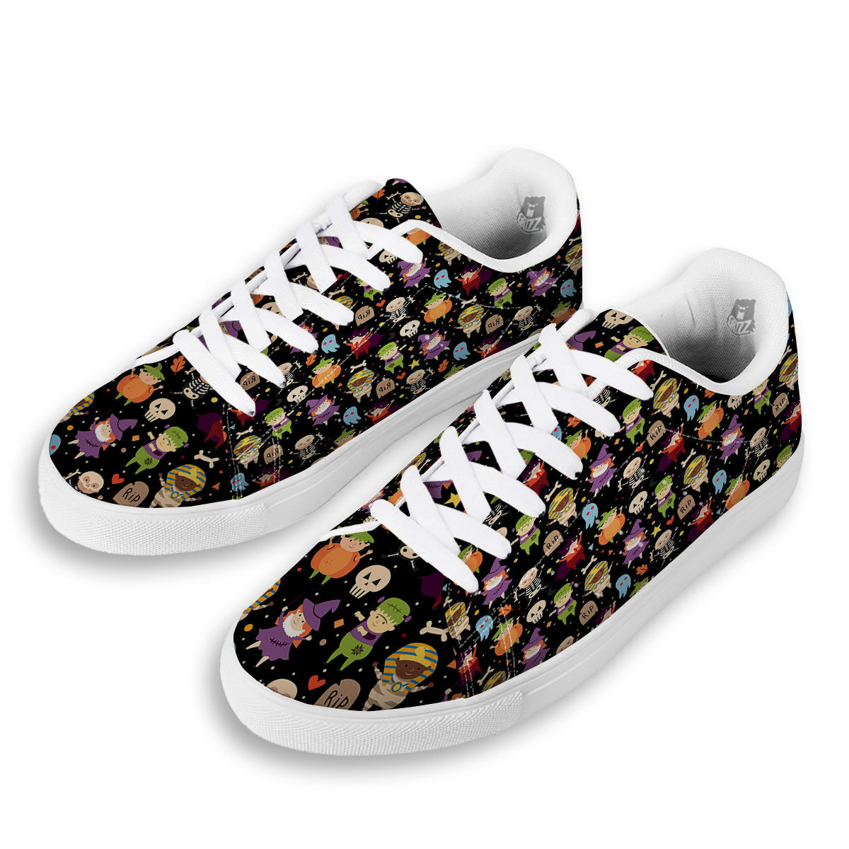 Cute Children Halloween Print Pattern White Low Top Sneakers-grizzshop