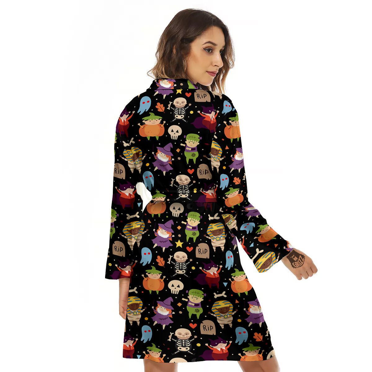 Cute Children Halloween Print Pattern Women's Robe-grizzshop