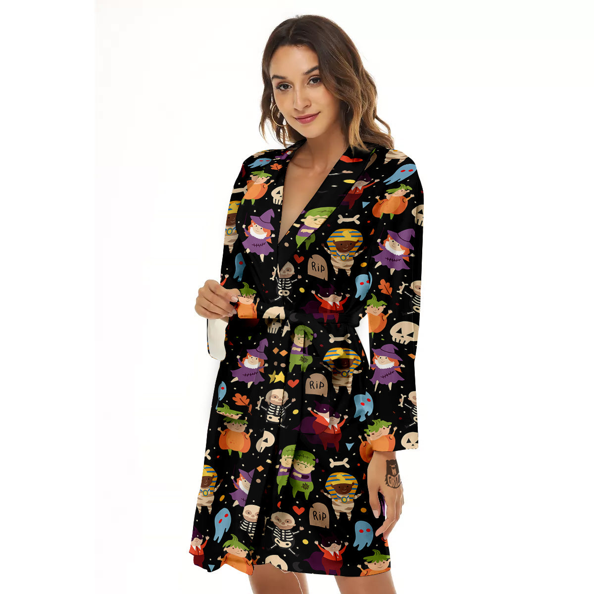 Cute Children Halloween Print Pattern Women's Robe-grizzshop