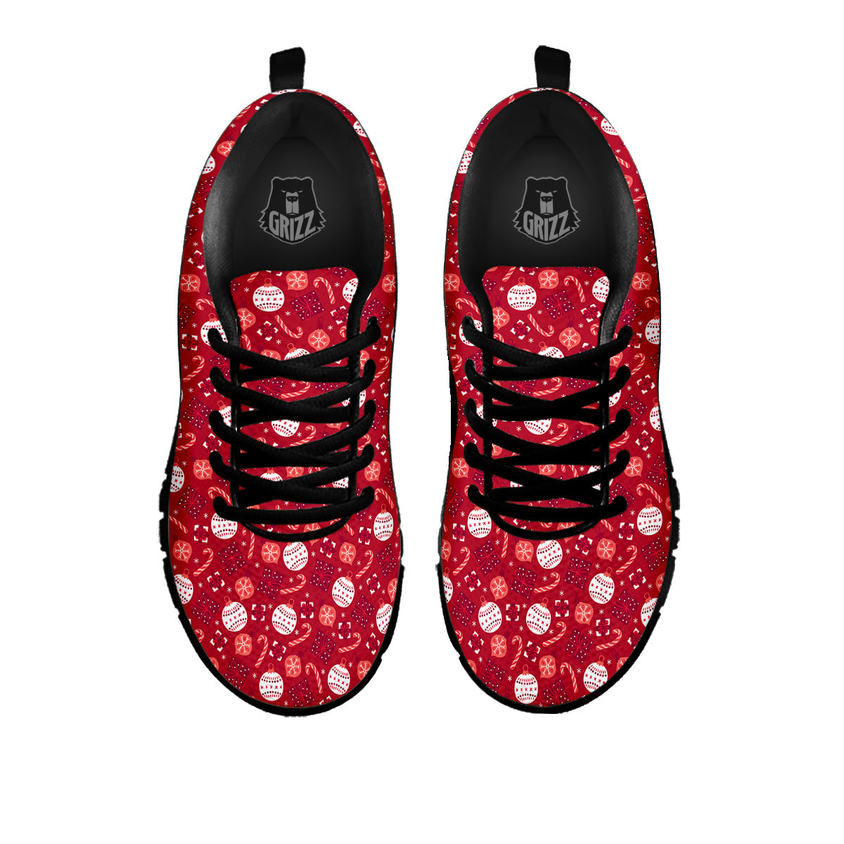 Cute Christmas Elements Print Pattern Black Sneaker-grizzshop